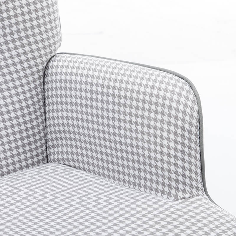 35.5" Light Gray Houndstooth Fabric Leather Rocking Chair 