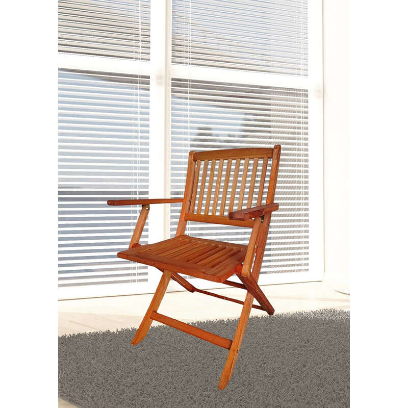 35.83" Teak Foldable Patio Dining Chair Set - 4 Folding Chairs