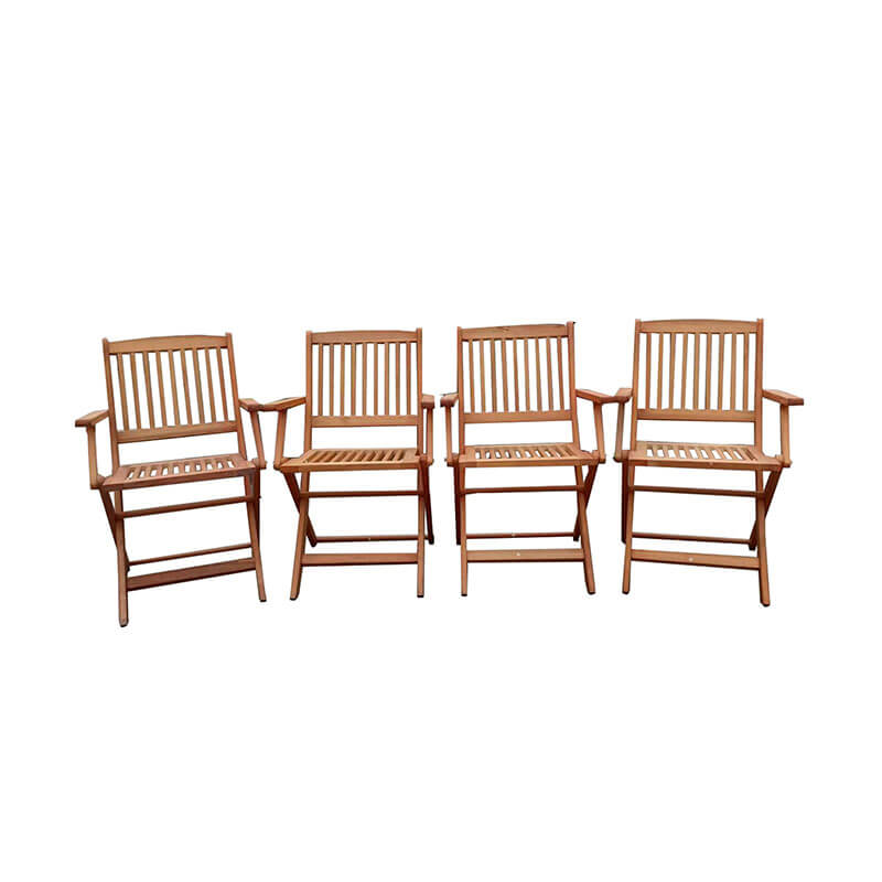 4 folding chairs in teak-wood