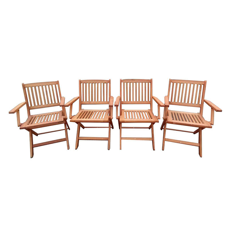 35.83" Teak Foldable Patio Dining Chair Set - 4 Folding Chairs