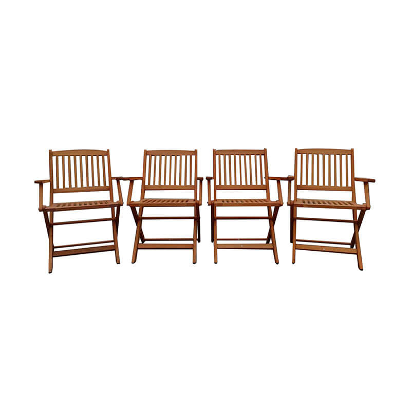 4 folding chairs in teak-wood