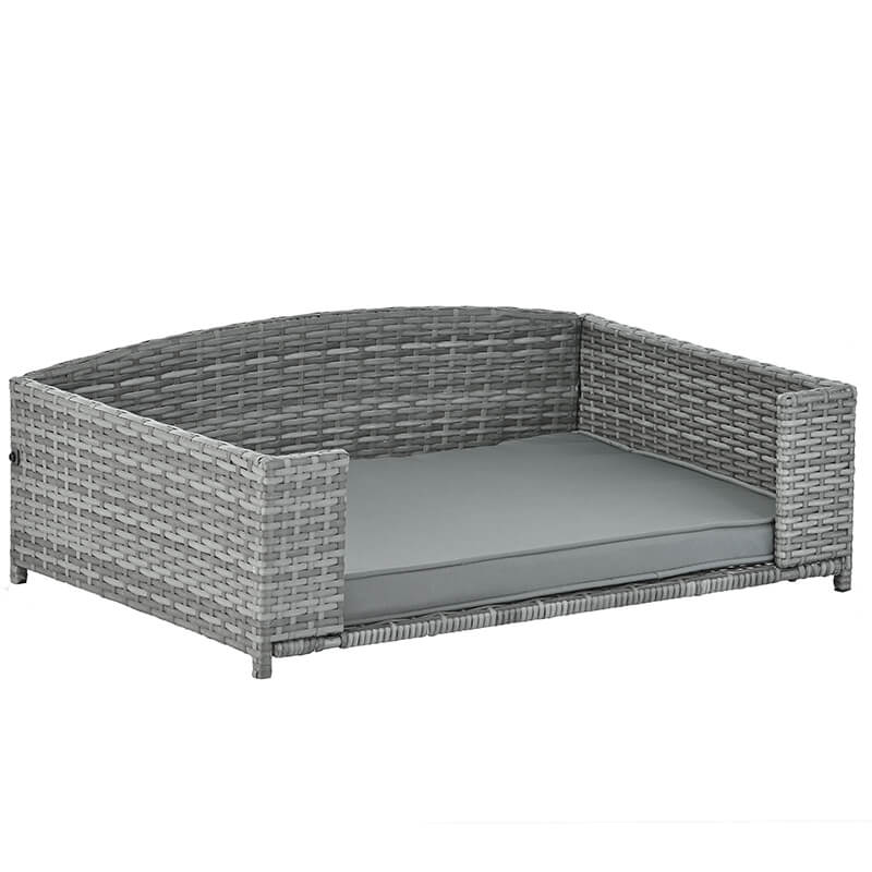 35" Dark Gray Rattan Pet Bed