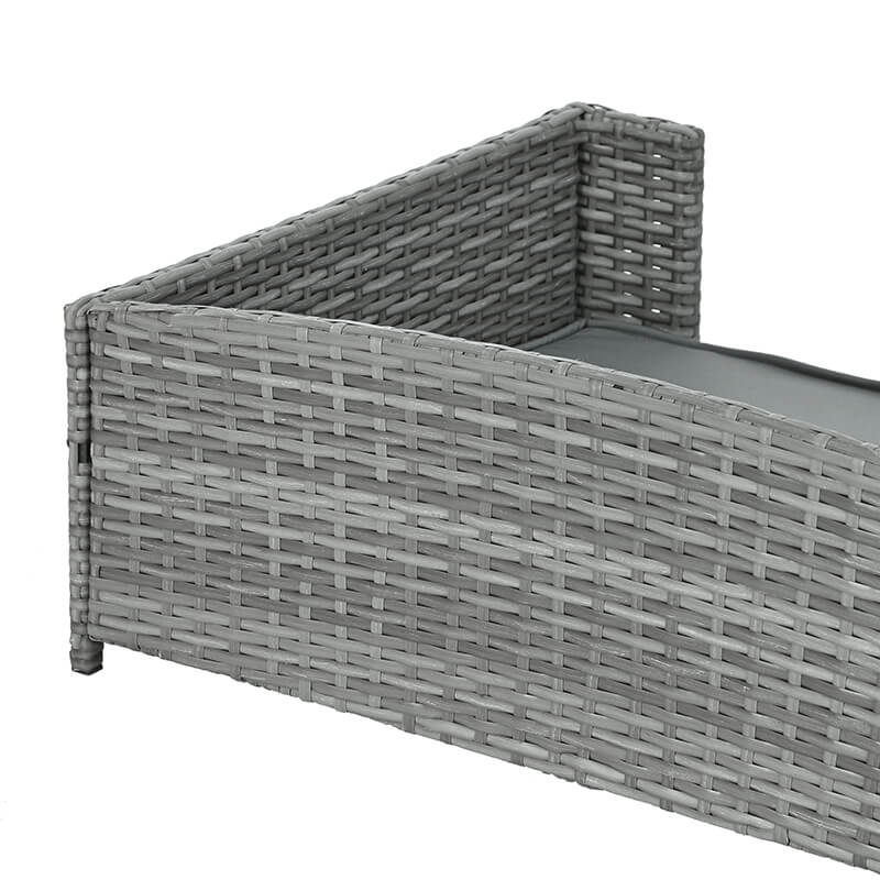 35" Dark Gray Rattan Pet Bed