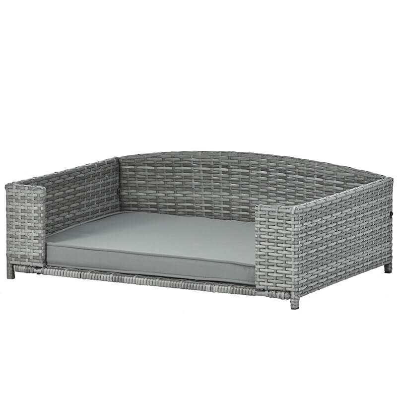 35" Dark Gray Rattan Pet Bed