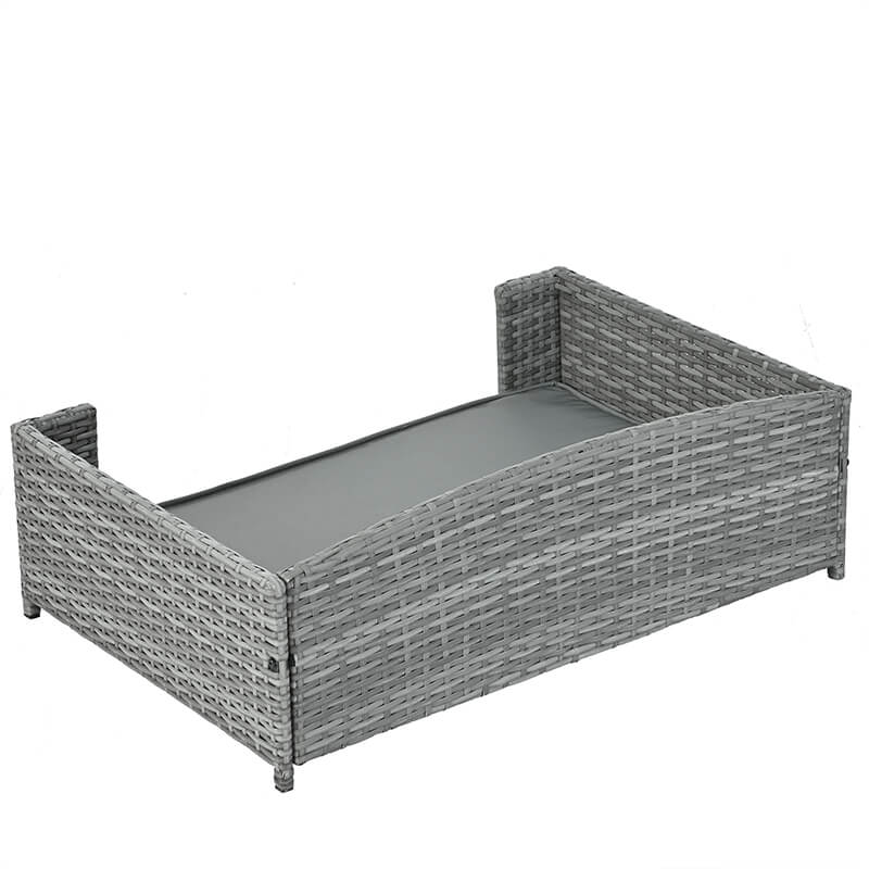 35" Dark Gray Rattan Pet Bed