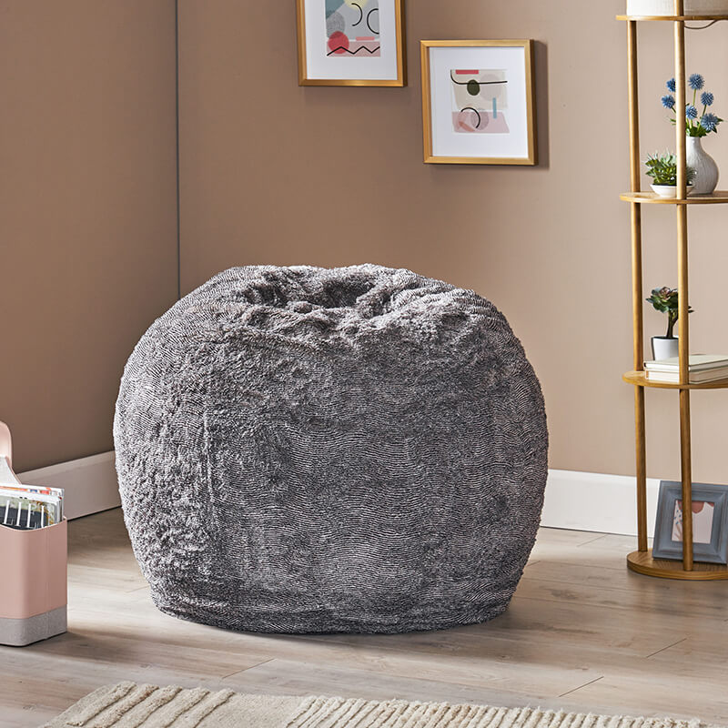 35" Greyrock 3-Foot Brown and Beige Faux Fur Winter Bean Bag Chair