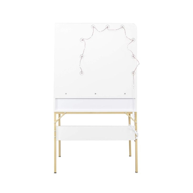 35" Modern White Vanity with Stool and 9-LED Make up Mirror