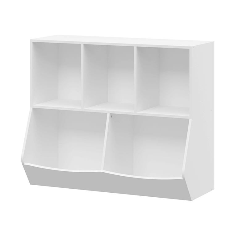 Empty white bookcase