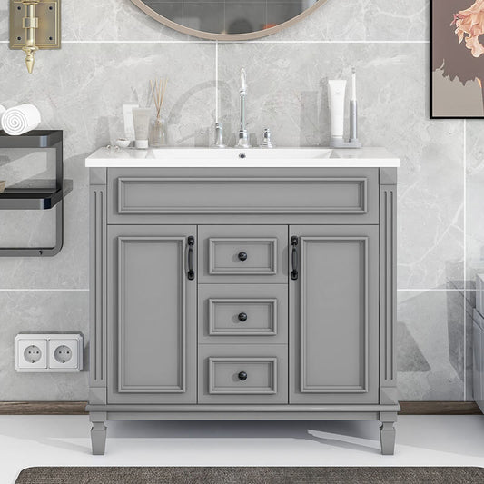 36'' Modern Gray Bathroom Vanity with Top Sink