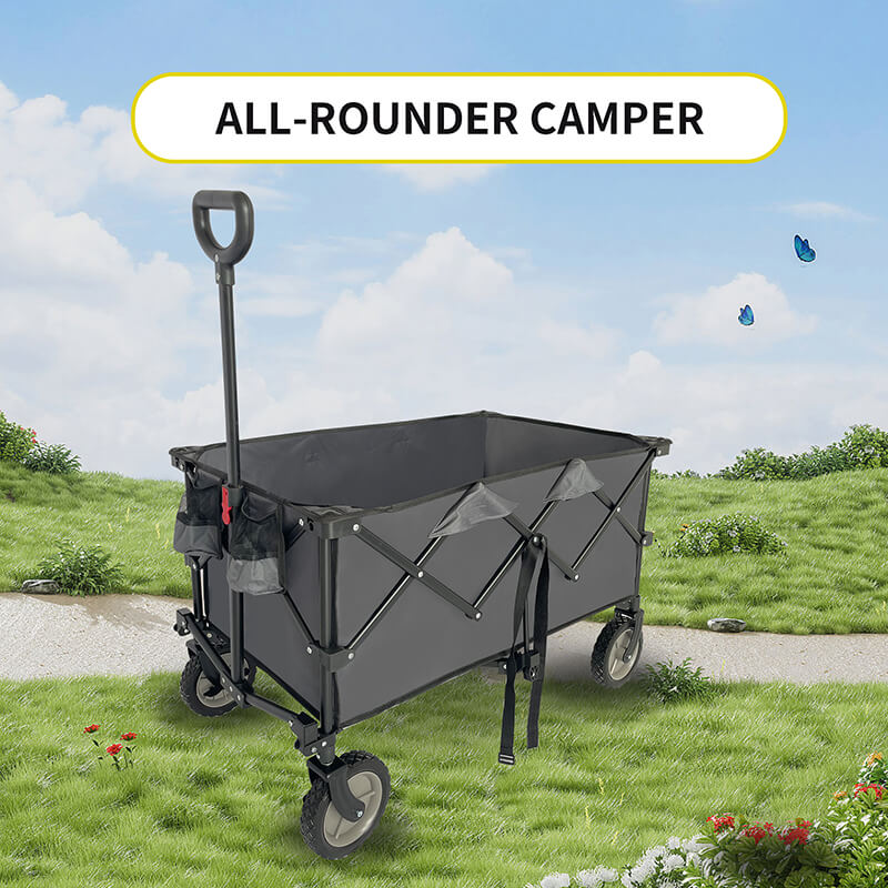 38" Cement Gray Steel Outdoor Collapsible Folding Wagon Cart