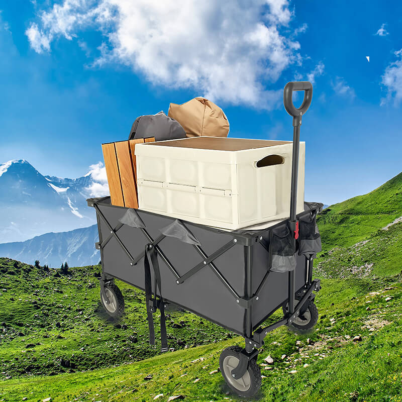 38" Cement Gray Steel Outdoor Collapsible Folding Wagon Cart