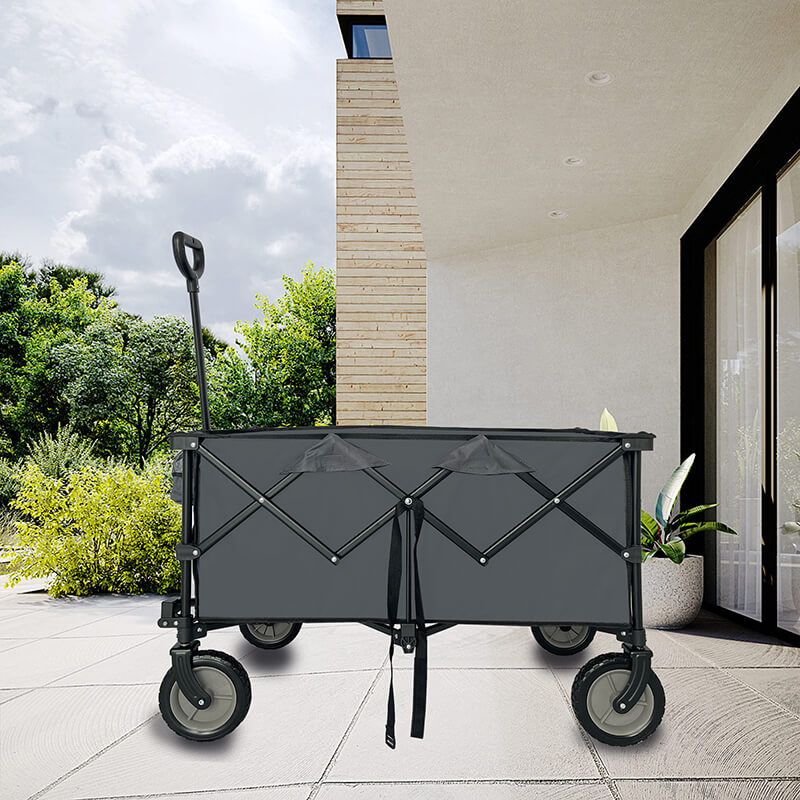 38" Cement Gray Steel Outdoor Collapsible Folding Wagon Cart