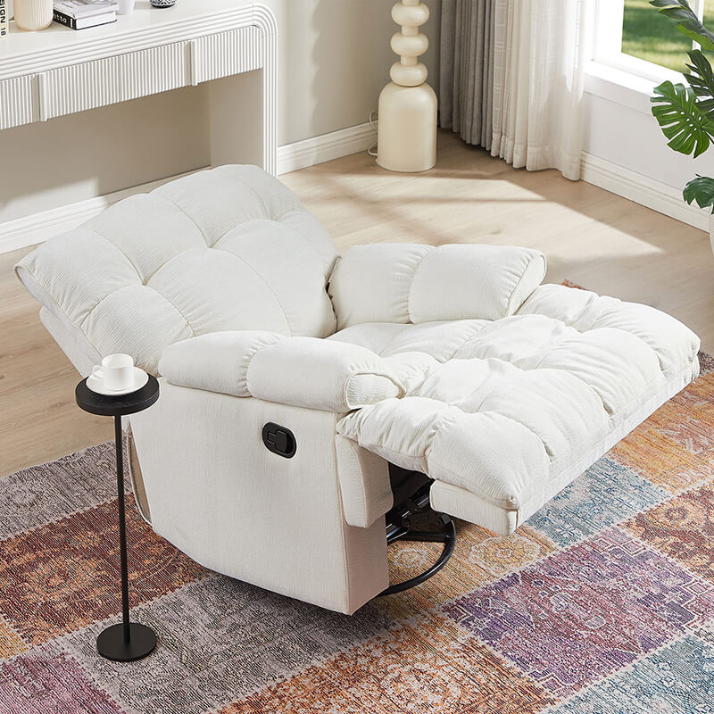 38" Modern Creamy White Ergonomic Glider Recliner Chair