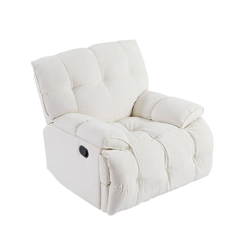 38" Modern Creamy White Ergonomic Glider Recliner Chair