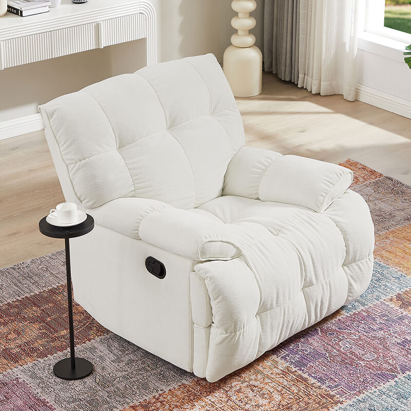 38" Modern Creamy White Ergonomic Glider Recliner Chair