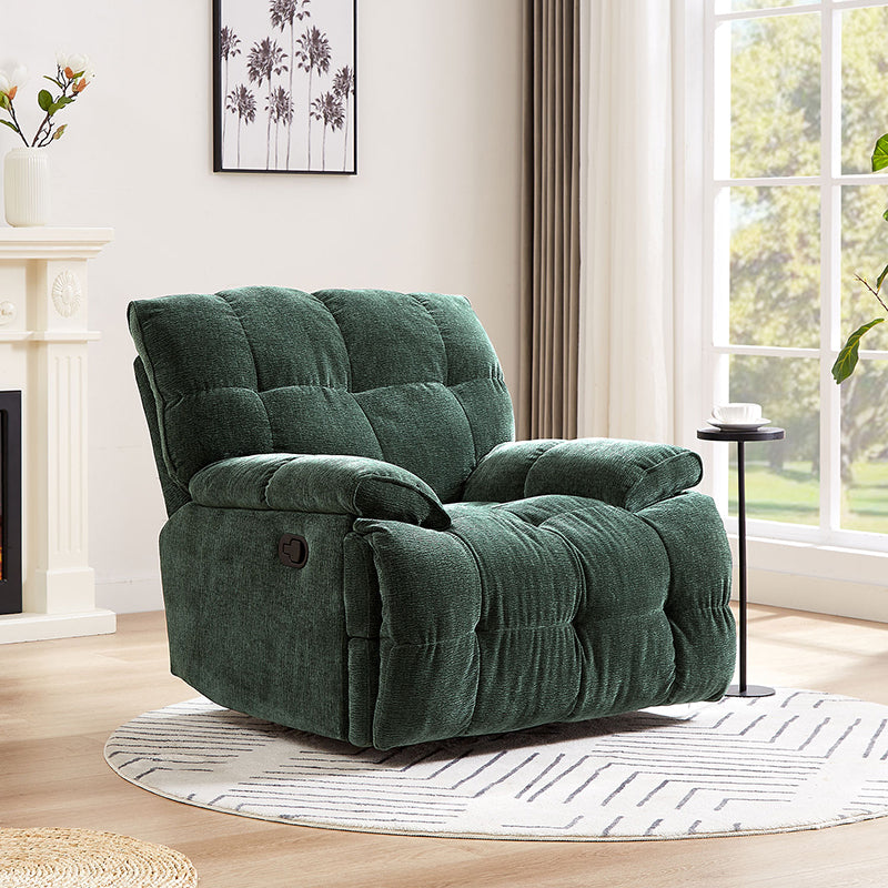 38" Modern Green Ergonomic Glider Recliner Chair