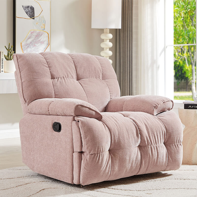 38" Modern Pink Ergonomic Glider Recliner Chair