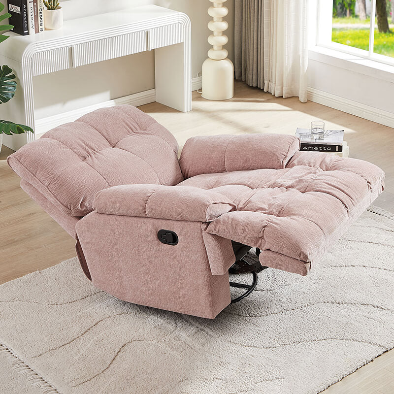 38" Modern Pink Ergonomic Glider Recliner Chair