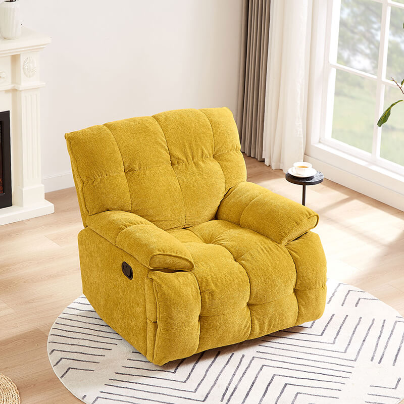 38" Modern Yellow Ergonomic Glider Recliner Chair