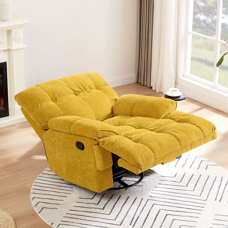 38" Modern Yellow Ergonomic Glider Recliner Chair