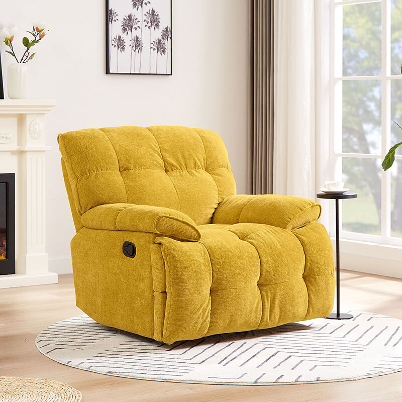 38" Modern Yellow Ergonomic Glider Recliner Chair