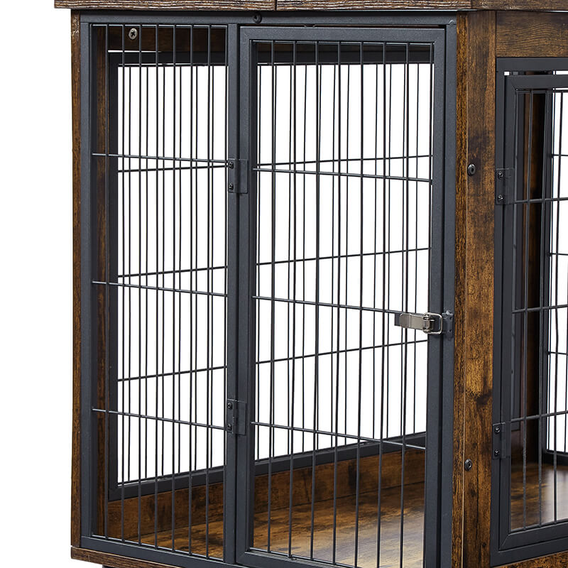 38" Rustic Brown Furniture-Style Dog Crate 