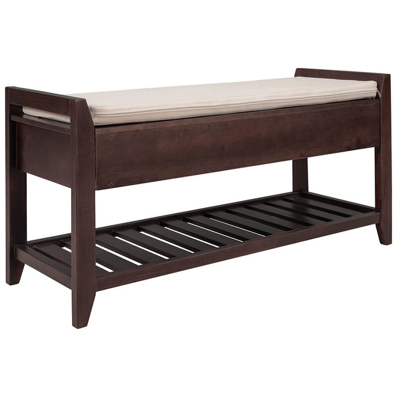 39" Entryway Espresso Storage Bench Shoe Rack