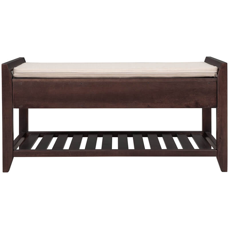 39" Entryway Espresso Storage Bench Shoe Rack