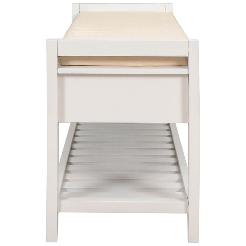 39" Entryway White Storage Bench Shoe Rack