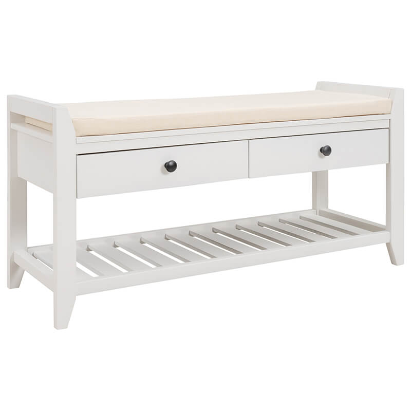 39" Entryway White Storage Bench Shoe Rack