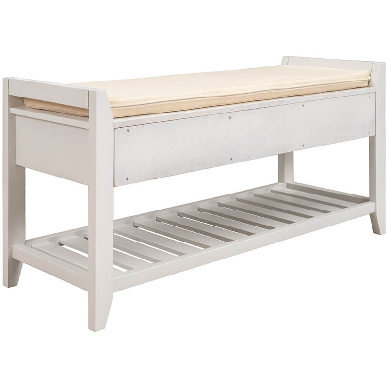 39" Entryway White Storage Bench Shoe Rack