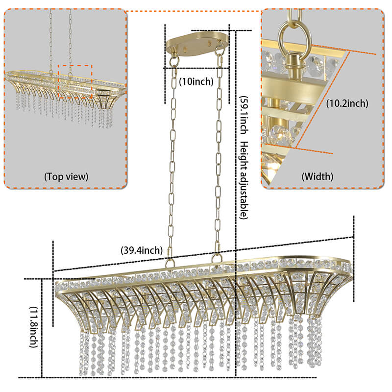 Dimension of kitchen island chandelier