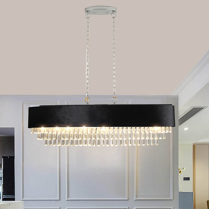 Full view of hanging chandelier light for living room