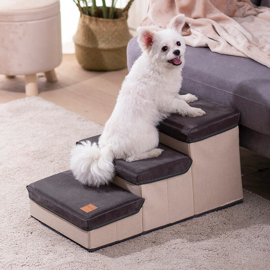 3 Tiers Foldable Dog Stairs - 14" Pet Stairs/Pet Steps