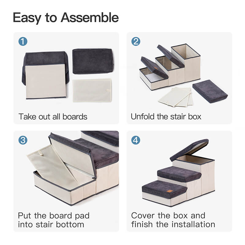 3 Tiers Foldable Dog Stairs 