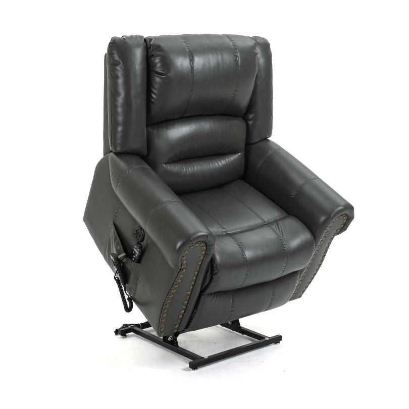 40" Dual Motor Power Lift Recliner Chair with Heat Massage - Black Leather