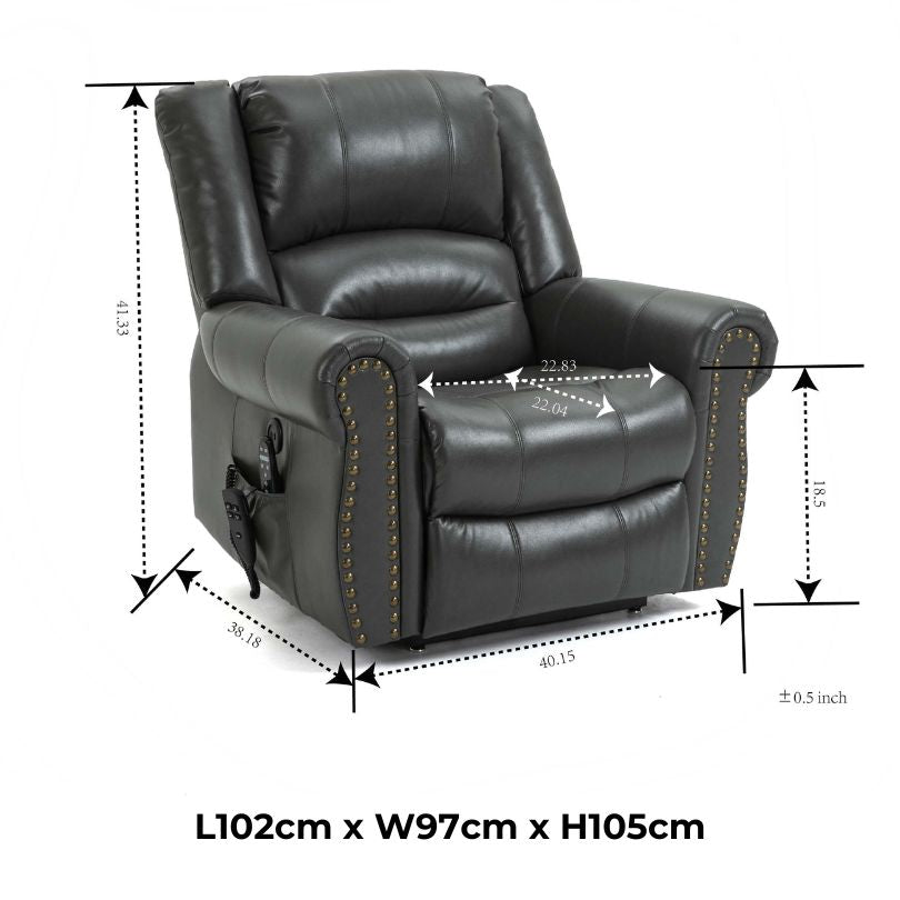 40" Dual Motor Power Lift Recliner Chair with Heat Massage - Black Leather