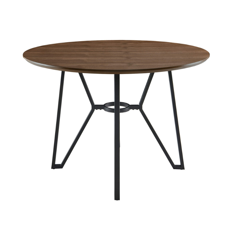 42" Industrial Round Walnut Dining Table 