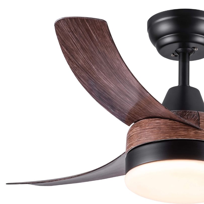 42" Modern Brown Ceiling Fan with Light and 3 Wooden Blade