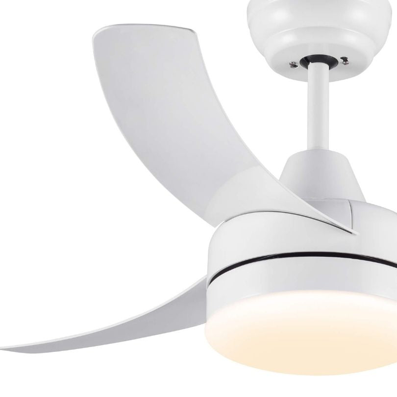 42" Modern White LED Ceiling Fan with Light and 3 Wooden Blade