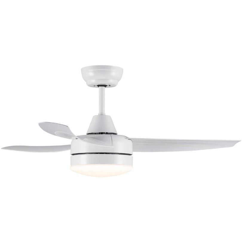 42" Modern White LED Ceiling Fan with Light and 3 Wooden Blade