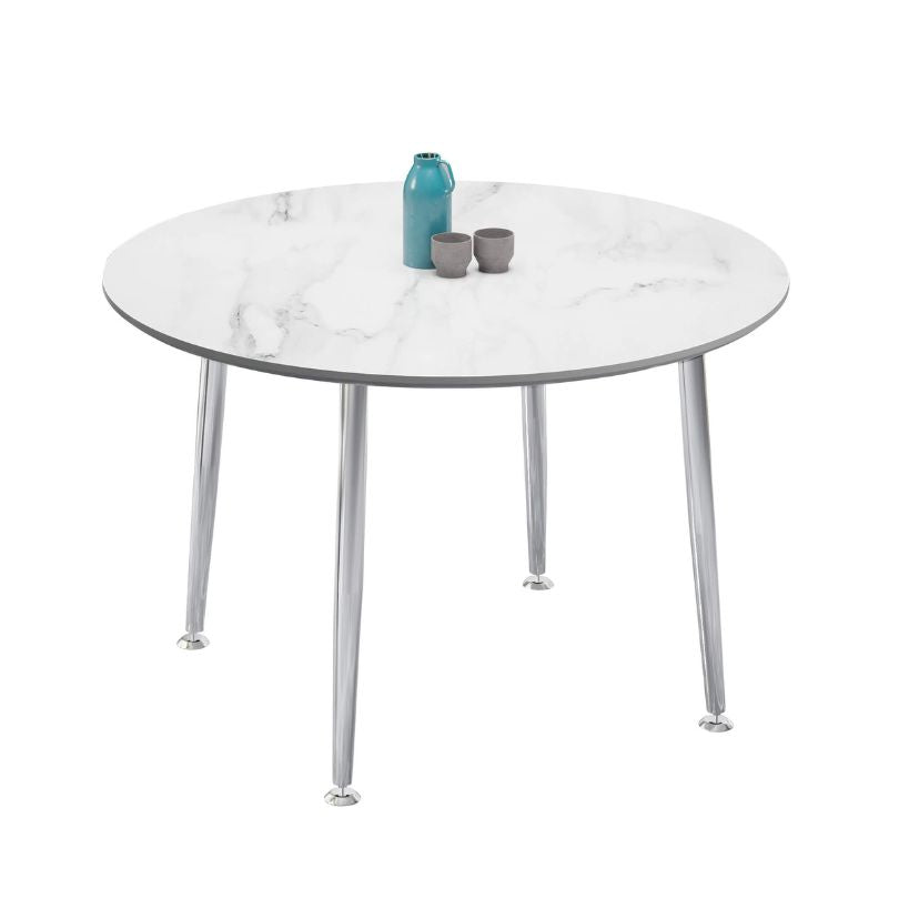 round white table with a flask 