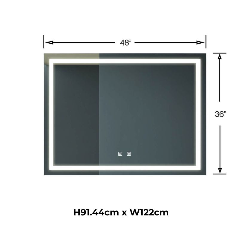 48" Luxury Bathroom LED Lighted Mirror with Wall Switch