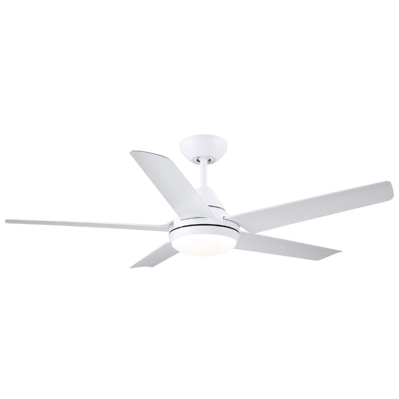 48" Modern White Integrated LED 5 Reversible Blade Ceiling fan with Remote Control