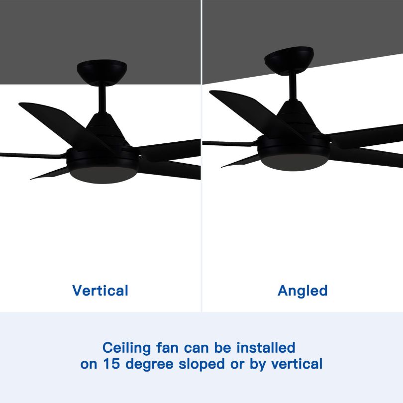 Vertical angled ceiling fan 