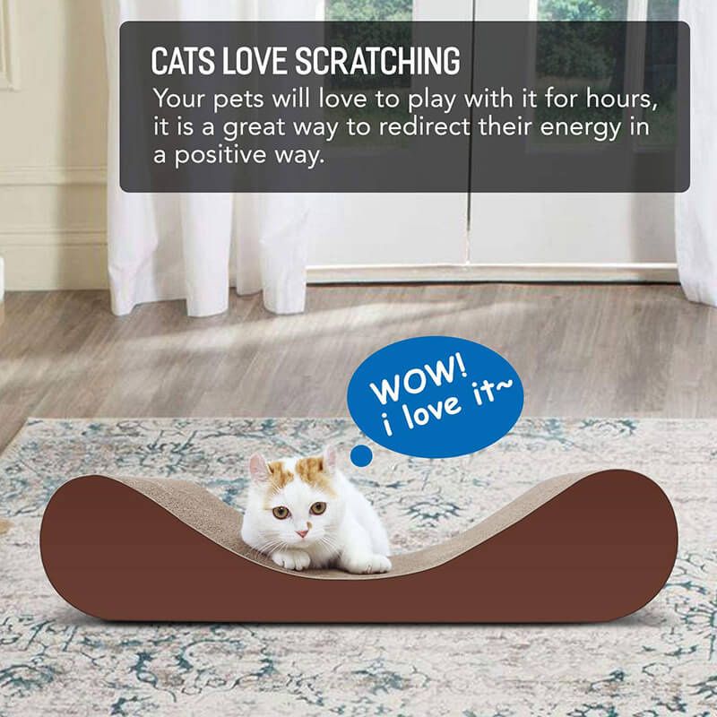 23" Brown Bone Cat Scratcher Cardboard Lounge Bed With Board Pads