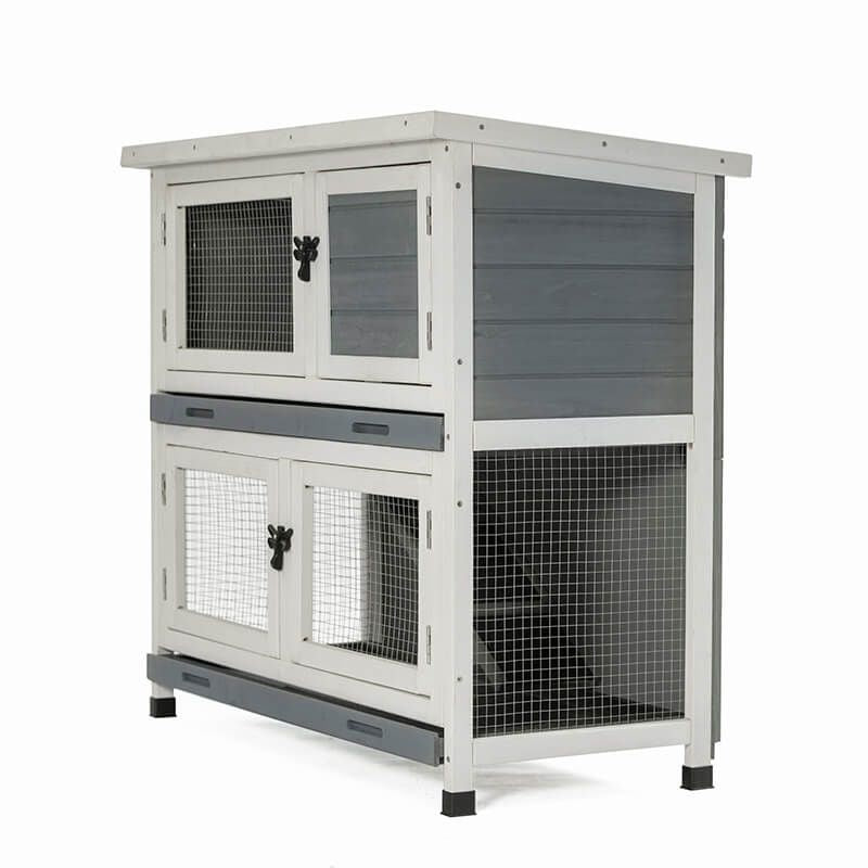 36" Cement Grey Two-layer Indoors And Outdoors Wooden Pet House