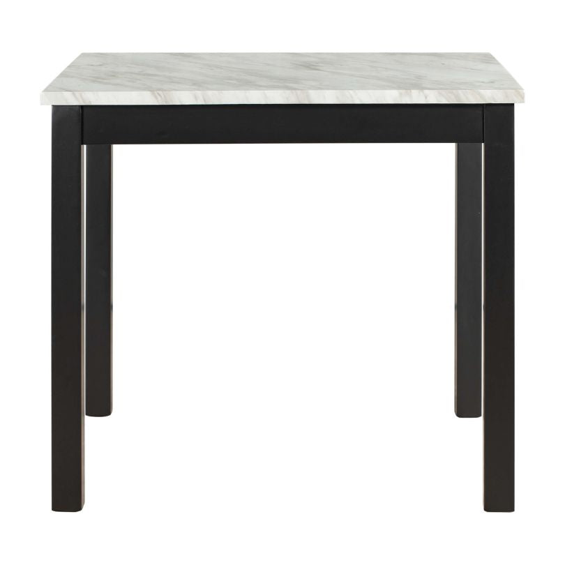 5-Piece Counter Height Dining Table Set with 40" Marble Table and 4 Black Upholstered Chairs