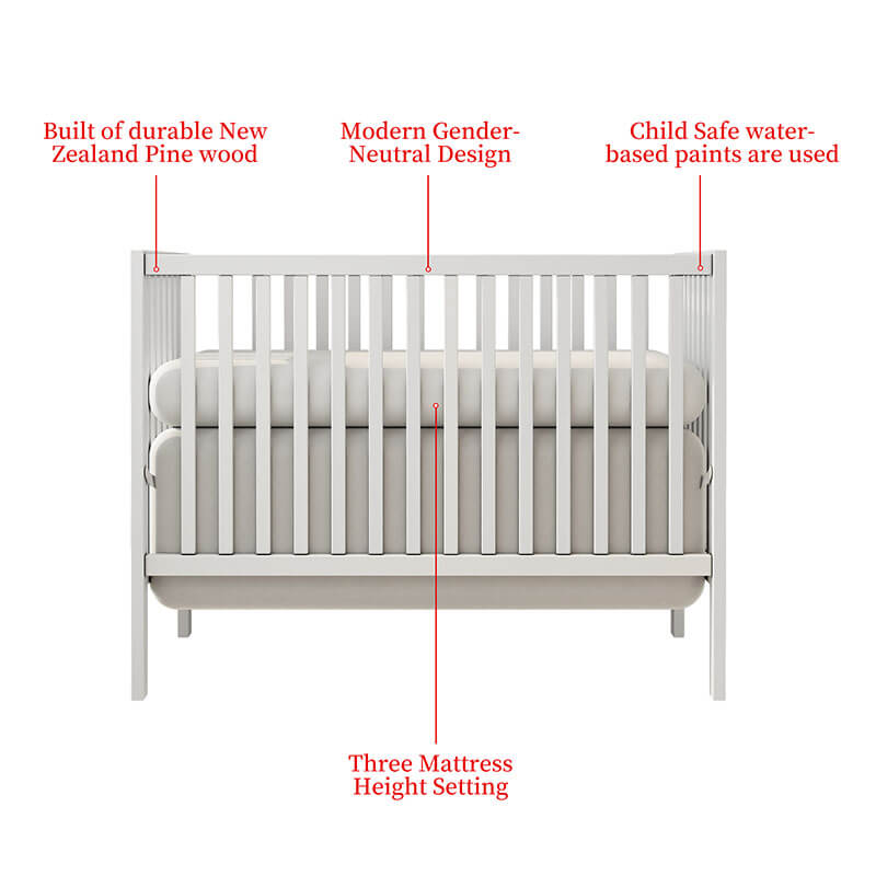 5-in-1 White Convertible Baby Crib 