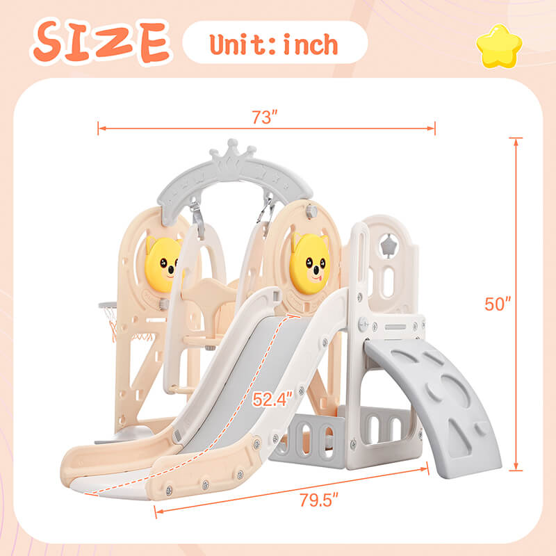 50" Pink Toddler Slide and Swing Set